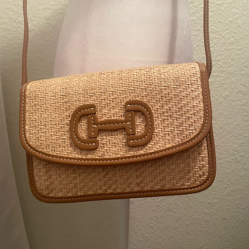 Boden Raffia and Vegan Leather Crossbody Bag